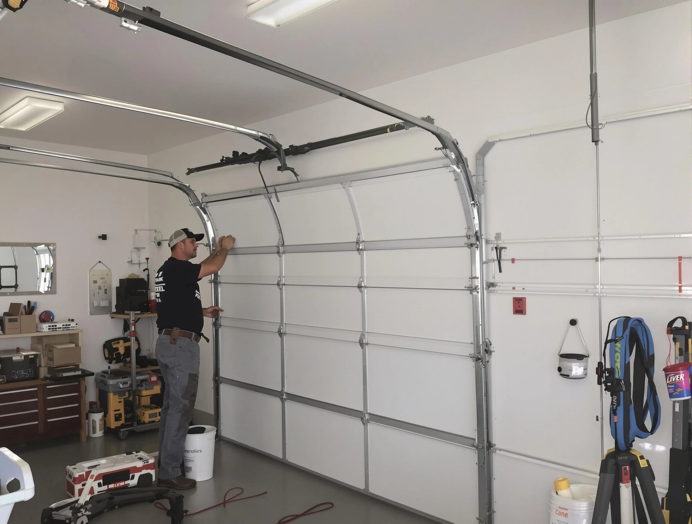 Hampton Garage Door Repair team installing new garage door in Hampton