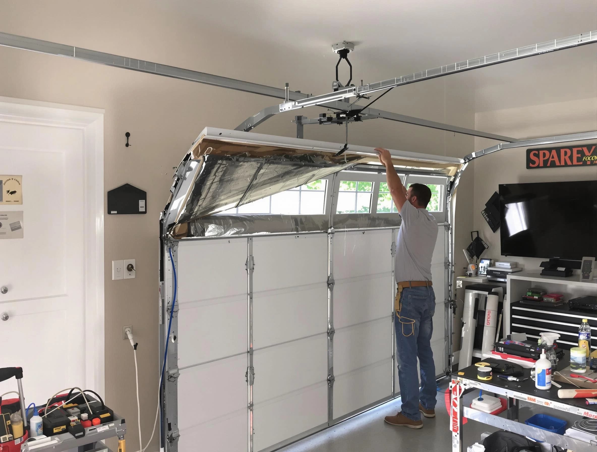 Garage door section replacement by Hampton Garage Door Repair in Hampton