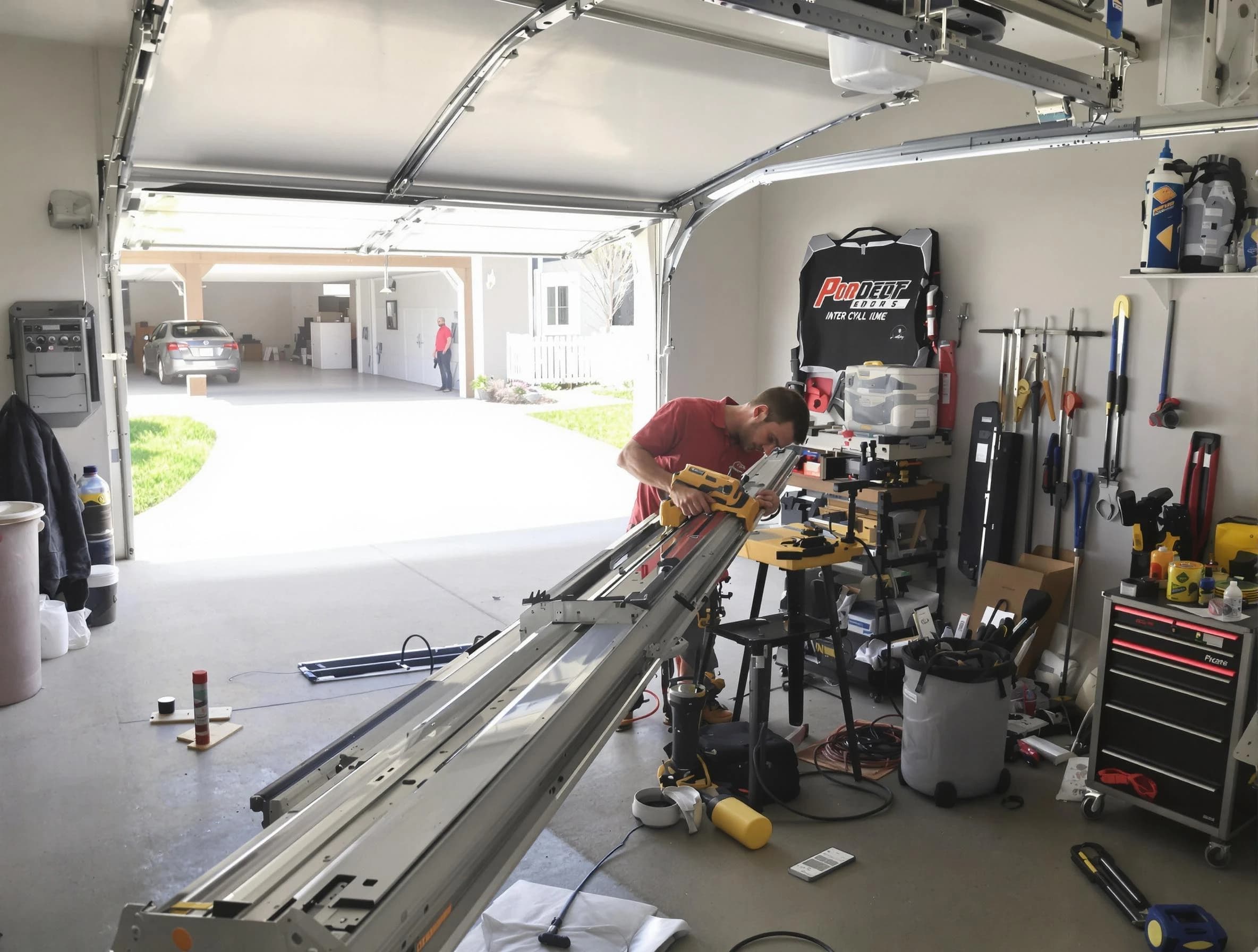 Hampton Garage Door Repair expert performing track repair in Hampton