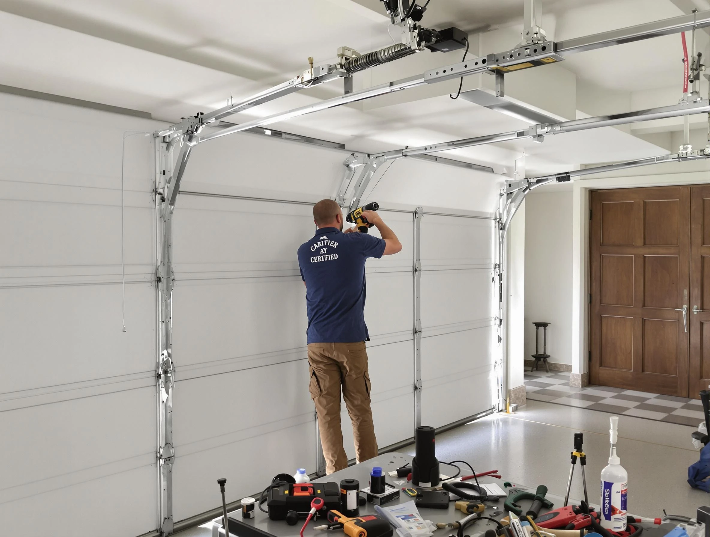 Hampton Garage Door Repair certified technician performing precision garage door repair in Hampton
