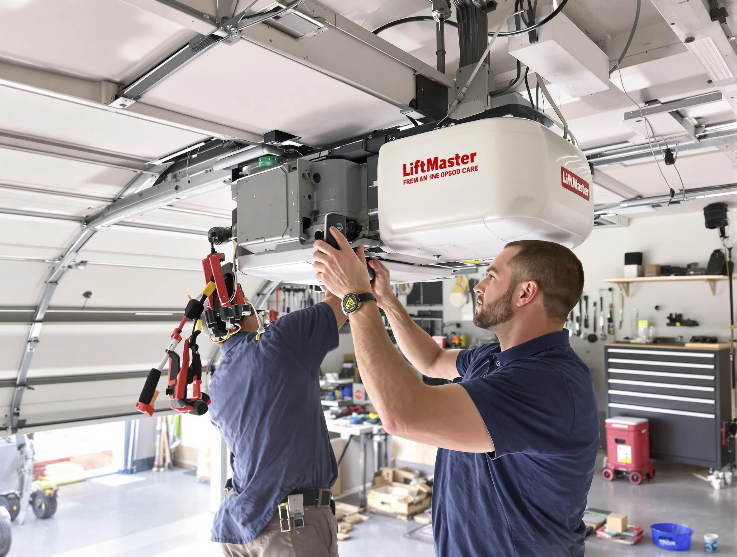 Hampton Garage Door Repair technician performing advanced diagnostics on garage opener in Hampton