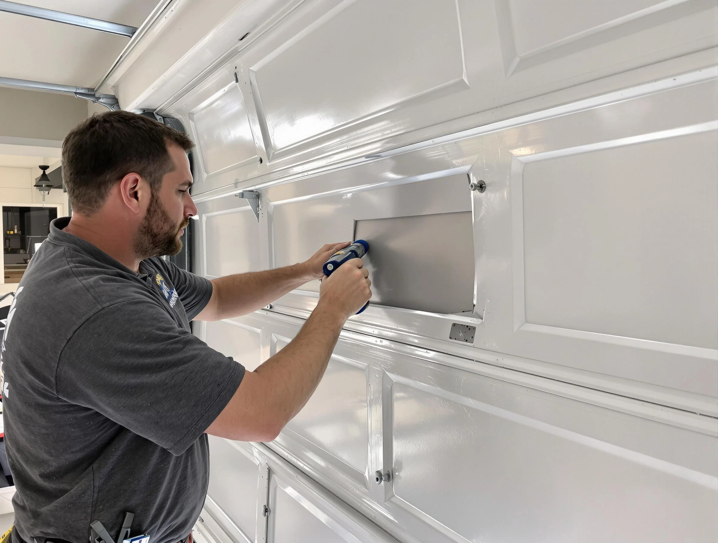 Garage door panel repair by Hampton Garage Door Repair in Hampton