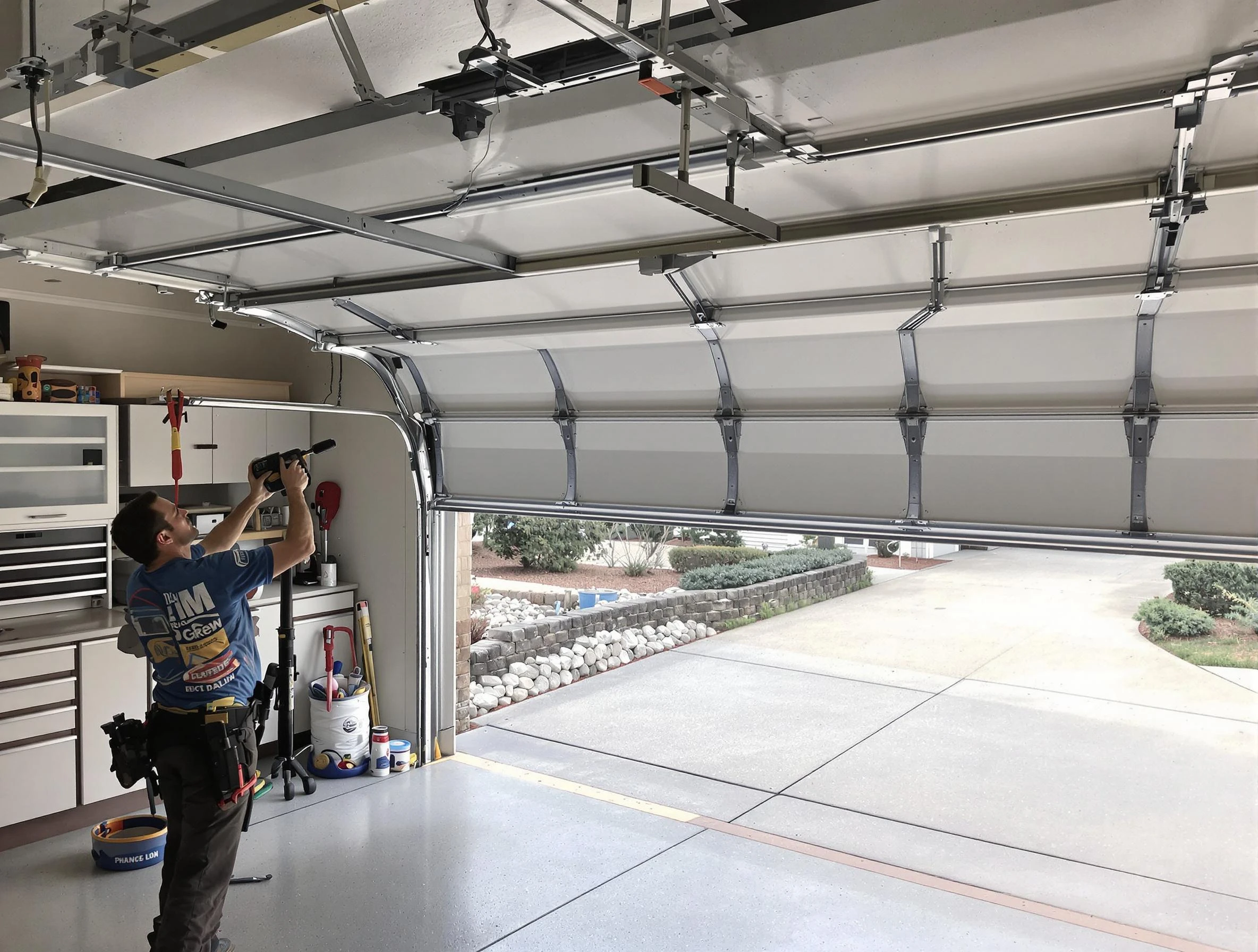 Garage door track repair service by Hampton Garage Door Repair in Hampton